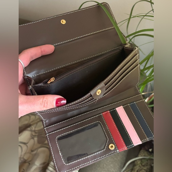 GENUINE Colorblock pebbled leather/texture snap trifold wallet/ID - Picture 8 of 10